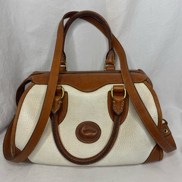 Dooney & Bourke Handbags - Dooney & Bourke RARE 1990's Vintage Doctor Bag Taupe/Brown Pebbled Leather